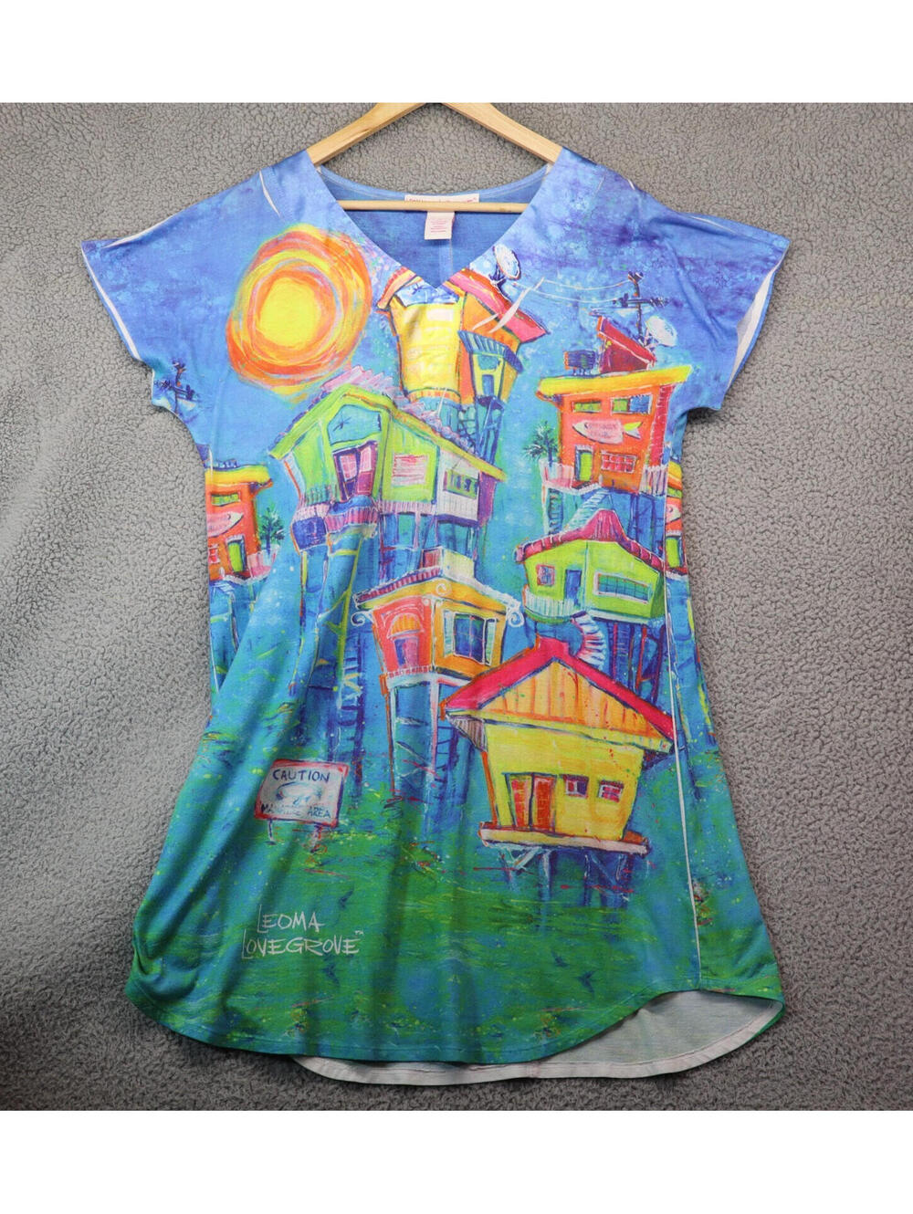 Leoma Lovegrove Dress Shirt Women Large Artsy Beach House